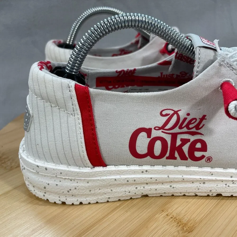 NWT Hey Dude Wendy Diet Coke Womens Size 6 Shoes Slip-on Loafers Grey/Red - Picture 2 of 16